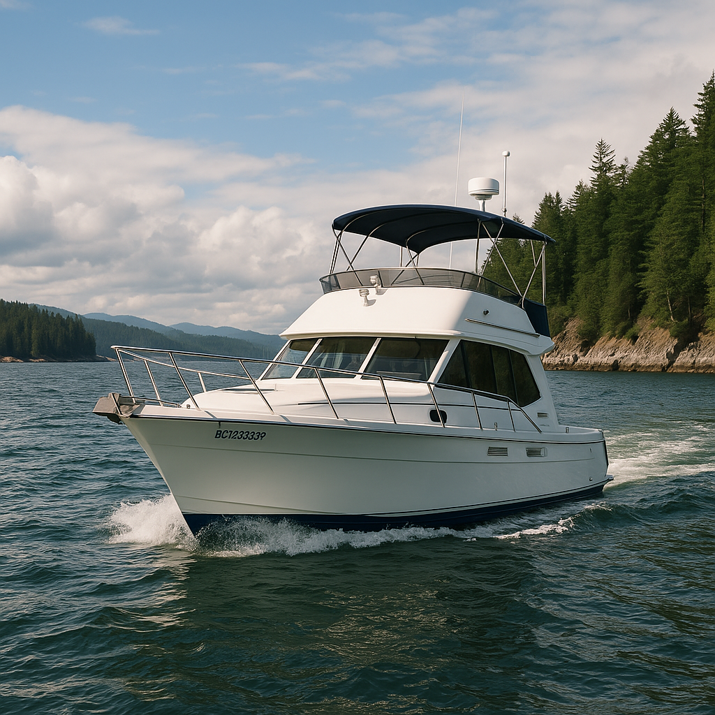 Boat on water with insurance protection